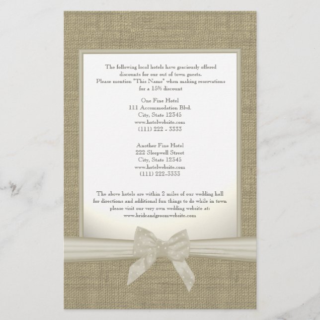 Papier Instructions pour le Burlap et le Bow (Devant)