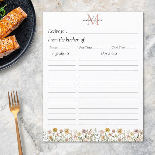 Papier Intercalaire de recette de fleur sauvage à aquarel