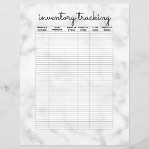 Papier Inventaire d'entreprise en marbre noir blanc simpl