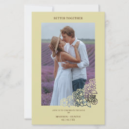 Papier Invitación de marco botánico para Boda fotográfico