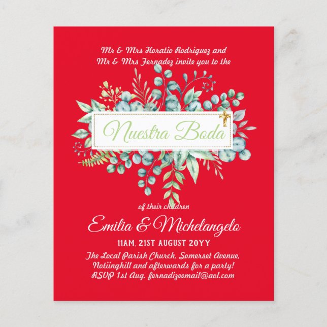 Papier Invitaciones De Boda Baratas HOJAS Modernas (Devant)