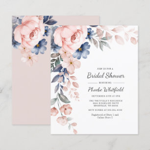 Papier Invitation à la douche nuptiale à fleurs rose budg