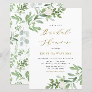 Papier Invitation à la douche nuptiale blanche et verte