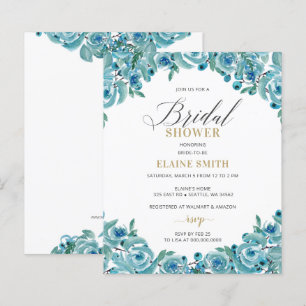 Papier Invitation à la douche nuptiale bleu or