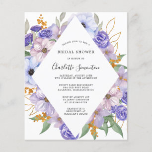 Papier Invitation à la douche nuptiale bleu violet budget