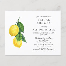 Papier Invitation à la douche nuptiale citron aquarelle B