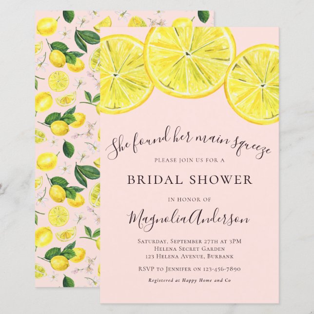 Papier Invitation à la douche nuptiale Citrus Budget (Devant / Derrière)