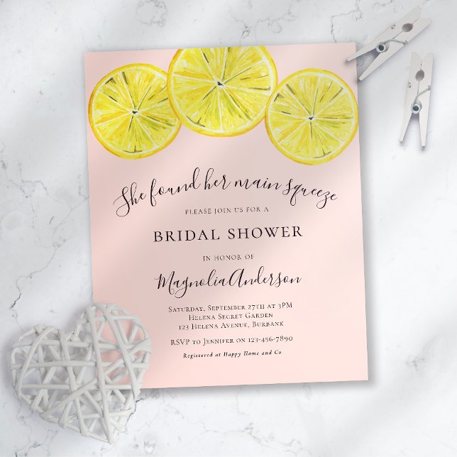 Papier Invitation à la douche nuptiale Citrus Budget (Créateur téléchargé)