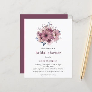 Papier Invitation à la douche nuptiale de fleurs violette