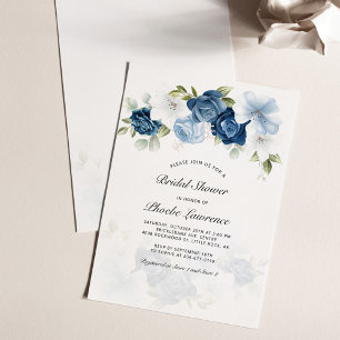 Papier Invitation à la douche nuptiale Dusty Blue Floral