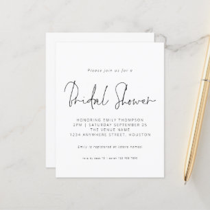 Papier Invitation à la douche nuptiale en noir blanc Budg