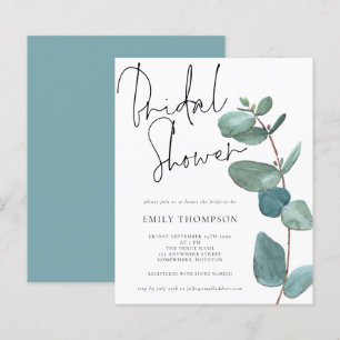 Papier Invitation à la douche nuptiale Eucalyptus budget