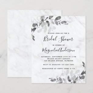 Papier Invitation à la douche nuptiale Eucalyptus en marb