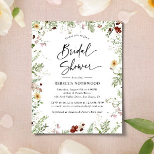 Papier Invitation à la douche nuptiale Fleur sauvage Boho