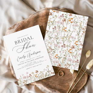 Papier Invitation à la douche nuptiale Fleur sauvage Boho