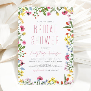 Papier Invitation à la douche nuptiale Fleur sauvage Boho