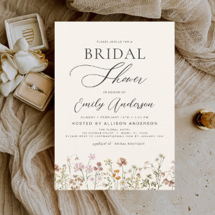 Papier Invitation à la douche nuptiale Fleur sauvage Boho