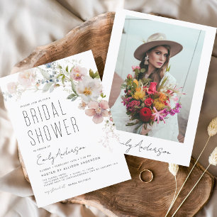 Papier Invitation à la douche nuptiale Fleur sauvage Boho