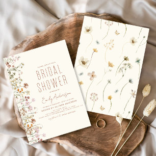 Papier Invitation à la douche nuptiale Fleur sauvage Boho