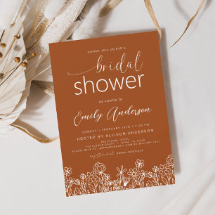 Papier Invitation à la douche nuptiale Fleur sauvage oran
