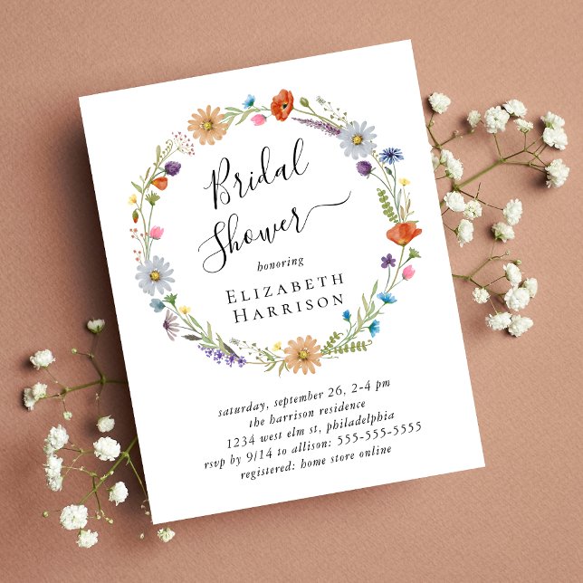 Papier Invitation à la douche nuptiale fleurie Boho Budge (Créateur téléchargé)