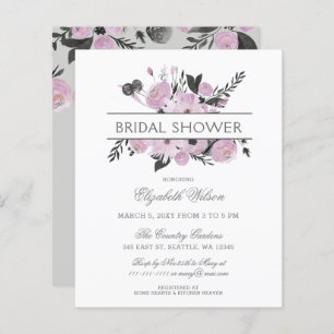 Papier Invitation à la douche nuptiale fleurie violet bud