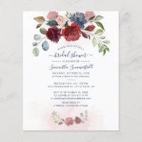 Invitation à la douche nuptiale florale de Bourgog