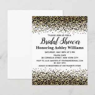 Papier Invitation à la douche nuptiale Leopard Black Gold