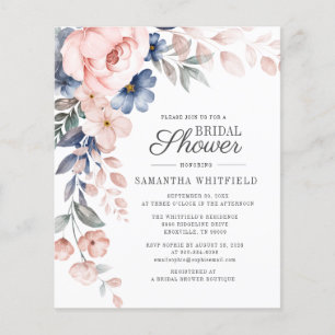 Papier Invitation à la douche nuptiale rose budget