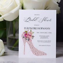 Invitation à la douche nuptiale rose budget talons