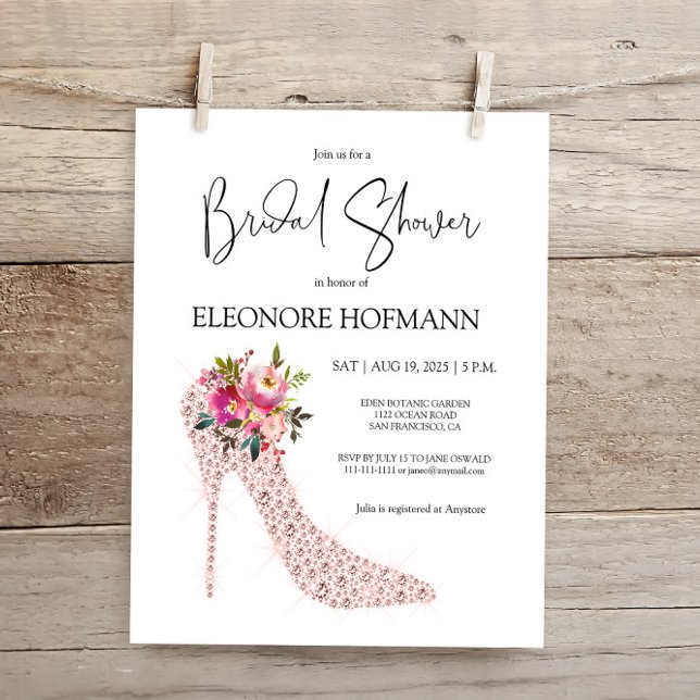 Papier Invitation à la douche nuptiale rose budget talons (Créateur téléchargé)