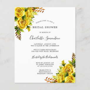 Papier Invitation à la douche nuptiale rose jaune Budget