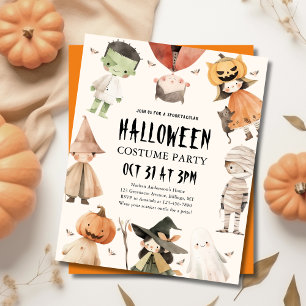 Papier Invitation à la fête costumée de l'Halloween pour 