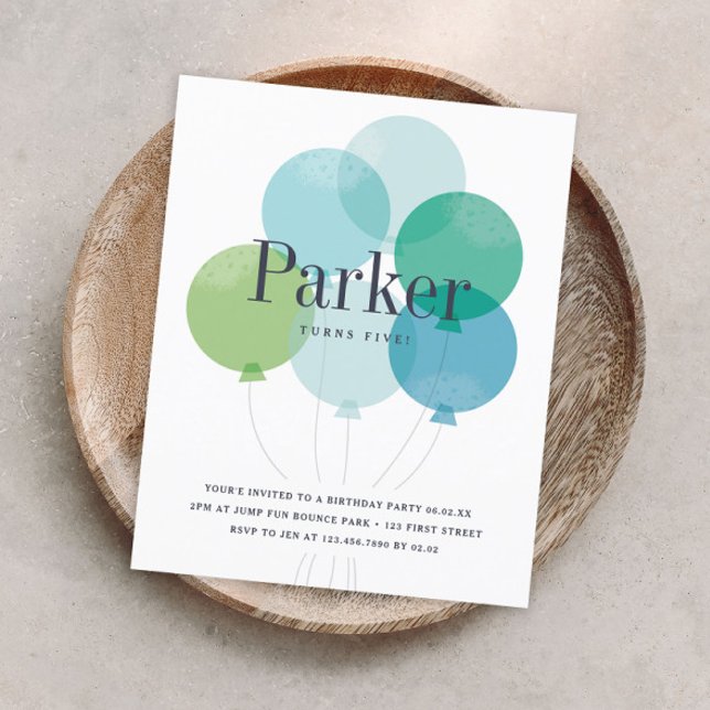 Papier Invitation à la fête d'anniversaire de ballon budg (Créateur téléchargé)