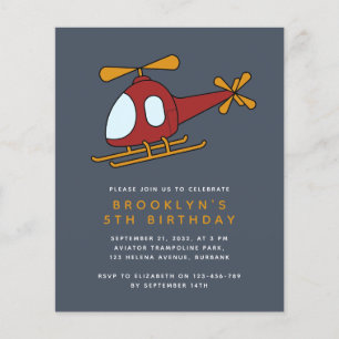 Papier Invitation à la fête d'anniversaire d'un hélicoptè