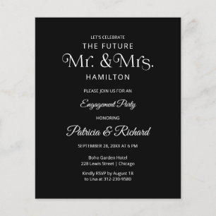 Papier Invitation à la fête de fiançailles de M. et Mme F