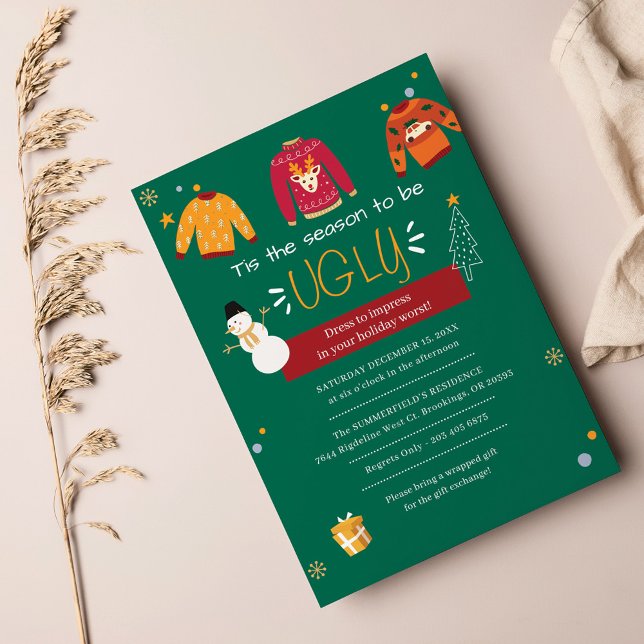 Papier Invitation à la fête de Noël (Ugly Sweater Christmas Party Invitation)