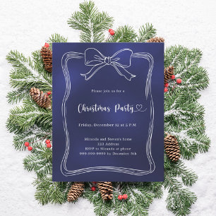 Papier Invitation à la fête de Noël Arc bleu