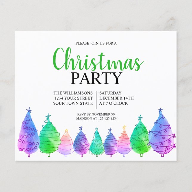 Papier Invitation à la fête de Noël Budget (Devant)