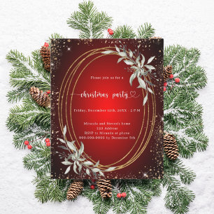 Papier Invitation à la fête de Noël en or rouge