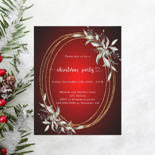 Papier Invitation à la fête de Noël en or rouge