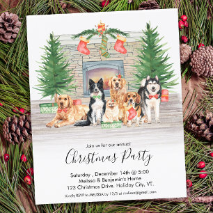 Papier Invitation à la fête de Noël pour chiens de compag