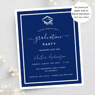 Papier Invitation à la fête de remise de diplômes bleu ma