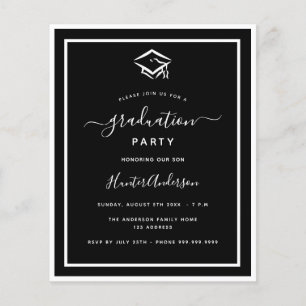 Papier Invitation à la fête de remise de diplômes en noir