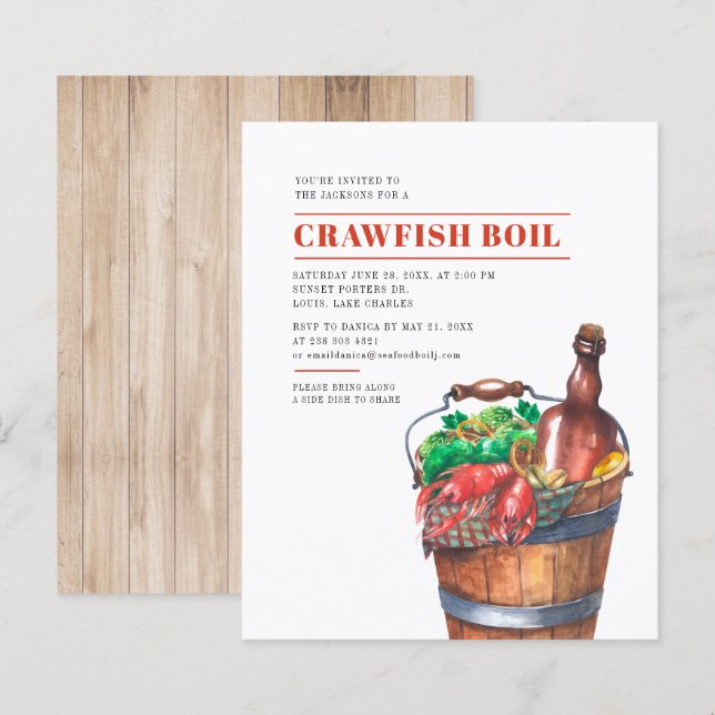 Papier Invitation à la fête d'été de l'écrevisse budgétai (Devant / Derrière)
