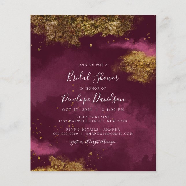 Papier Invitation à la nuptiale d'huile d'or de Bourgogne (Devant)