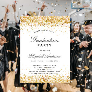 Papier Invitation à la parties scintillant d'or blanc pou