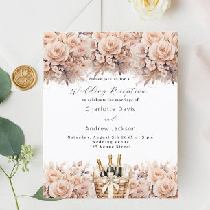 Papier Invitation à la réception de mariage de roses de c