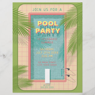 Papier Invitation à la volée de palmiers Pool