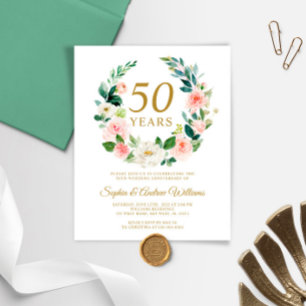 Papier Invitation à l'anniversaire du Mariage rose pâle d